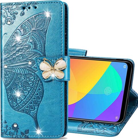 حافظة محفظة Samsung Galaxy A71(5G) ثلاثية الأبعاد على شكل زهرة فراشة، غطاء هاتف جلدي قابل للطي مع فتحة لبطاقات الائتمان، غطاء واقٍ مغناطيسي مقاوم للصدمات لهاتف Samsung Galaxy A71 5G HZD(حجر الراين الوردي الذهبي) in Kuwait