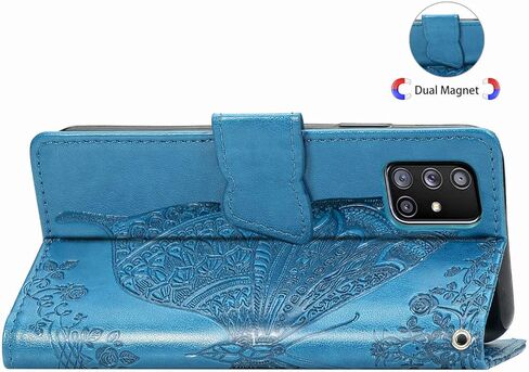 حافظة محفظة Samsung Galaxy A71(5G) ثلاثية الأبعاد على شكل زهرة فراشة، غطاء هاتف جلدي قابل للطي مع فتحة لبطاقات الائتمان، غطاء واقٍ مغناطيسي مقاوم للصدمات لهاتف Samsung Galaxy A71 5G HZD(حجر الراين الوردي الذهبي) in Kuwait