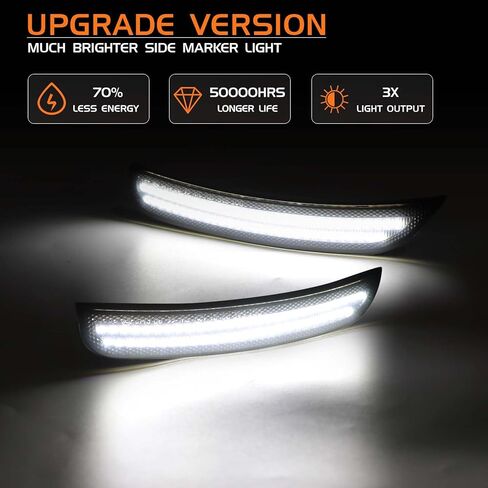 مصابيح LED للحاجز الأمامي والخلفي لسيارة Chrysler 300 2015 2016 2017 2018 2019 2020 2021 2022 2023 2024، ممتص الصدمات للعدسات المدخنة عاكسات LED بيضاء 4 قطع in Kuwait