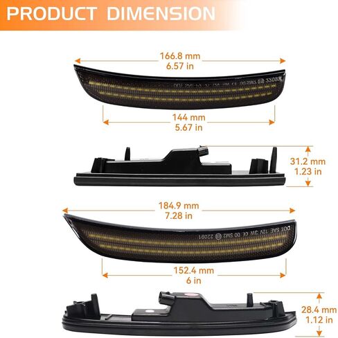 مصابيح LED للحاجز الأمامي والخلفي لسيارة Chrysler 300 2015 2016 2017 2018 2019 2020 2021 2022 2023 2024، ممتص الصدمات للعدسات المدخنة عاكسات LED بيضاء 4 قطع in Kuwait