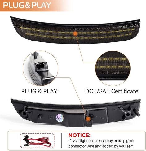 مصابيح LED للحاجز الأمامي والخلفي لسيارة Chrysler 300 2015 2016 2017 2018 2019 2020 2021 2022 2023 2024، ممتص الصدمات للعدسات المدخنة عاكسات LED بيضاء 4 قطع in Kuwait