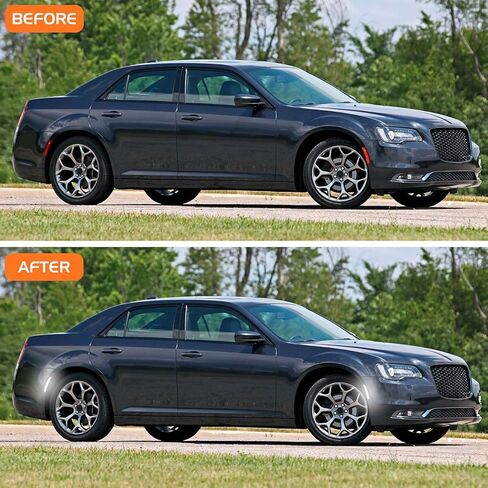 مصابيح LED للحاجز الأمامي والخلفي لسيارة Chrysler 300 2015 2016 2017 2018 2019 2020 2021 2022 2023 2024، ممتص الصدمات للعدسات المدخنة عاكسات LED بيضاء 4 قطع in Kuwait