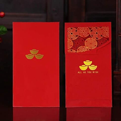 مظاريف حمراء للعام الصيني الجديد بجيوب أموال محظوظة HongBao لمهرجان الربيع، السنة الجديدة، عيد الميلاد، الزفاف، مناسبة العمل (18 قطعة/المجموعة) in Kuwait
