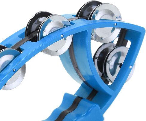 Fish Shaped Hand Bell Hand Tambourine Bells Hand Shaking Percussion Musical Rhythm Instruments Smooth Fish Shaped Double Row Tambourines(Blue) in Saudi Arabia