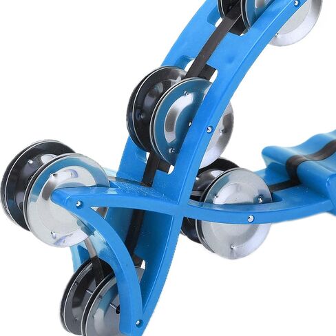 Fish Shaped Hand Bell Hand Tambourine Bells Hand Shaking Percussion Musical Rhythm Instruments Smooth Fish Shaped Double Row Tambourines(Blue) in Saudi Arabia