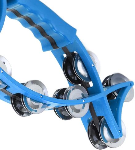 Fish Shaped Hand Bell Hand Tambourine Bells Hand Shaking Percussion Musical Rhythm Instruments Smooth Fish Shaped Double Row Tambourines(Blue) in Saudi Arabia
