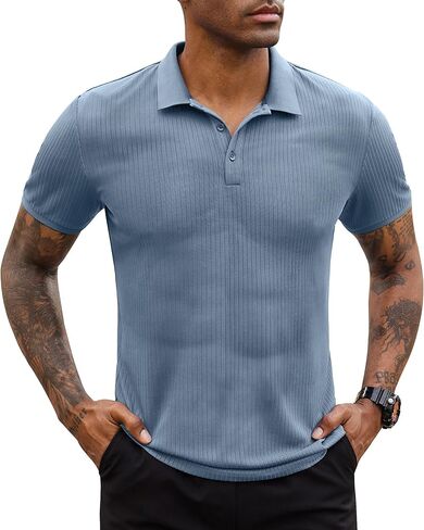 Stretch Polo Shirts for Men Short Sleeve Golf Polo Shirts Slim Polo T-Shirts for Men Golf Shirts Tennis Polo in Saudi Arabia