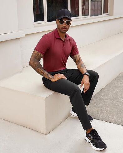 Stretch Polo Shirts for Men Short Sleeve Golf Polo Shirts Slim Polo T-Shirts for Men Golf Shirts Tennis Polo in Saudi Arabia