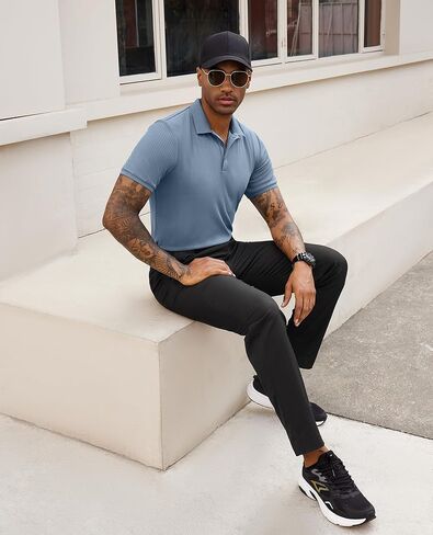 Stretch Polo Shirts for Men Short Sleeve Golf Polo Shirts Slim Polo T-Shirts for Men Golf Shirts Tennis Polo in Saudi Arabia