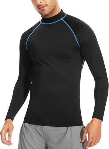Rash Guard للرجال، قمصان سباحة رجالية Rash Guard بأكمام طويلة - عامل حماية من أشعة الشمس فوق البنفسجية 50+ حماية من أشعة الشمس فوق البنفسجية سريعة الجفاف للرياضات المائية in Kuwait