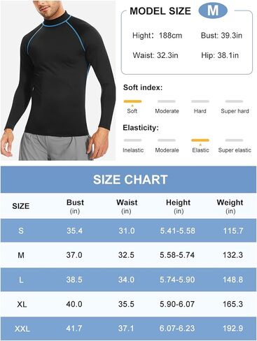 Rash Guard للرجال، قمصان سباحة رجالية Rash Guard بأكمام طويلة - عامل حماية من أشعة الشمس فوق البنفسجية 50+ حماية من أشعة الشمس فوق البنفسجية سريعة الجفاف للرياضات المائية in Kuwait