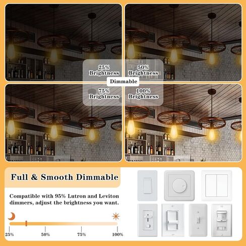 عكس الضوء أدى مصابيح اديسون خمر 4W ما يعادل 40W المتوهجة، 4 حزمة ST19 4W LED E26 لمبات اديسون 2200K، ST58 العتيقة دوامة LED خيوط المصابيح الزخرفية لتركيبات الإضاءة قلادة، CRI 90، 300LM in Kuwait