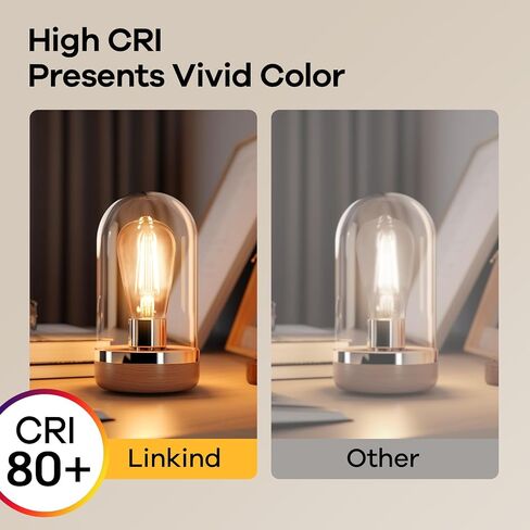 Linkind Edison Light Bulbs 60W Equivalent, E26 Dimmable Vintage Edison LED Light Bulbs ST58 Antique Decorative Filament LED Bulb, 6W 700LM, 2700K Soft White 80+ CRI Clear Glass Light Bulbs, 6 Packs in Saudi Arabia