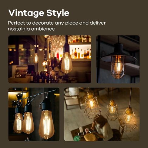 Linkind Edison Light Bulbs 60W Equivalent, E26 Dimmable Vintage Edison LED Light Bulbs ST58 Antique Decorative Filament LED Bulb, 6W 700LM, 2700K Soft White 80+ CRI Clear Glass Light Bulbs, 6 Packs in Saudi Arabia