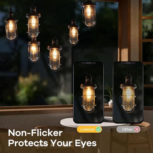 Linkind Edison Light Bulbs 60W Equivalent, E26 Dimmable Vintage Edison LED Light Bulbs ST58 Antique Decorative Filament LED Bulb, 6W 700LM, 2700K Soft White 80+ CRI Clear Glass Light Bulbs, 6 Packs in Saudi Arabia