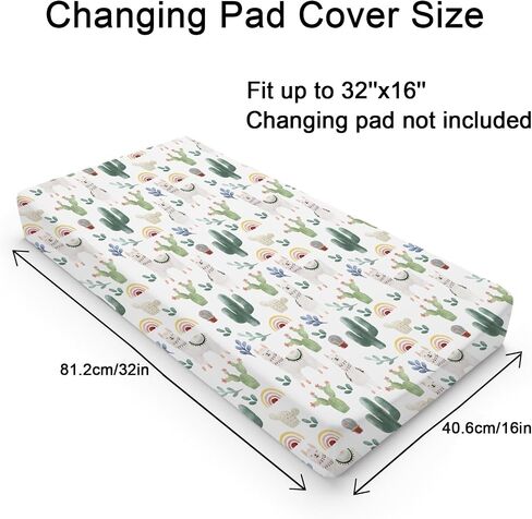 Cute Llama Changing Pad Cover Funny Llama Cactus Leaves Rainbow Diaper Change Table Sheets for Boys Girls Desert Animal Soft Breathable Stretch Fitted Changing Mat Sheets Cover 32''x16'' in Saudi Arabia