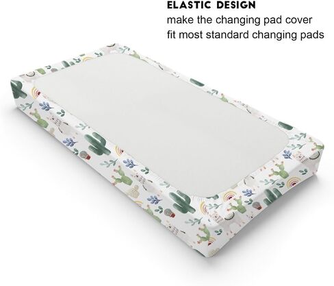 Cute Llama Changing Pad Cover Funny Llama Cactus Leaves Rainbow Diaper Change Table Sheets for Boys Girls Desert Animal Soft Breathable Stretch Fitted Changing Mat Sheets Cover 32''x16'' in Saudi Arabia