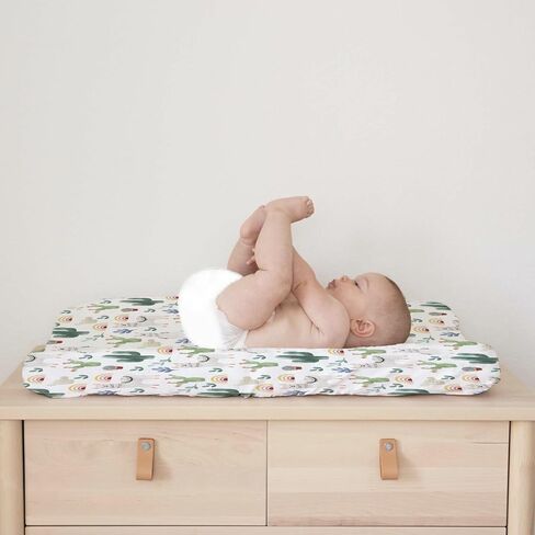Cute Llama Changing Pad Cover Funny Llama Cactus Leaves Rainbow Diaper Change Table Sheets for Boys Girls Desert Animal Soft Breathable Stretch Fitted Changing Mat Sheets Cover 32''x16'' in Saudi Arabia