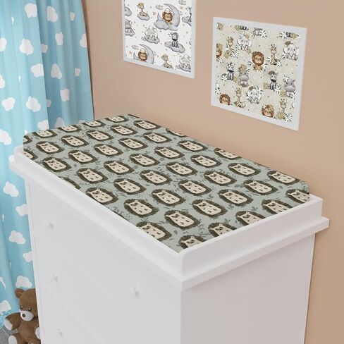 Woodland Animals Changing Pad Covers Hedgehog Green Leaves Diaper Change Table Sheets for Boys Girls Soft Stretch Snug Fitted Baby Changing Table Mats Covers 32''x16'' in Saudi Arabia