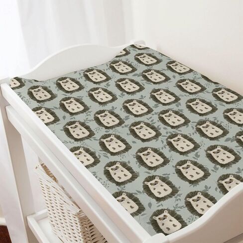 Woodland Animals Changing Pad Covers Hedgehog Green Leaves Diaper Change Table Sheets for Boys Girls Soft Stretch Snug Fitted Baby Changing Table Mats Covers 32''x16'' in Saudi Arabia