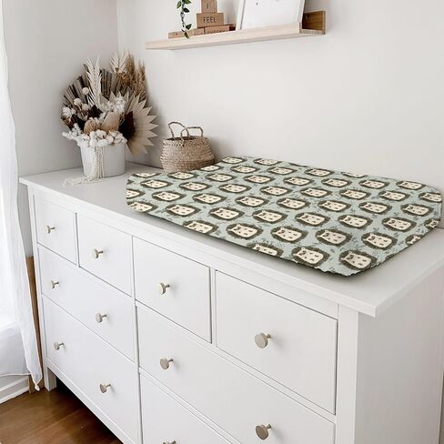 Woodland Animals Changing Pad Covers Hedgehog Green Leaves Diaper Change Table Sheets for Boys Girls Soft Stretch Snug Fitted Baby Changing Table Mats Covers 32''x16'' in Saudi Arabia
