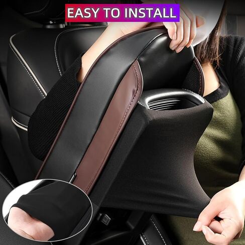 Car Armrest Cushion with Comfortable Memory Foam,Upgrade Car Console Armrest Pad,Premium Material Car Armrest Cover,Universal Car Center Console Pillow,Car Accessories(Black2) in Saudi Arabia