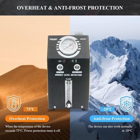 كاشف تسرب ماكينة دخان السيارات من سولاري، جهاز اختبار تسرب أنابيب السيارة ثنائي الوضع 12 فولت مع مقياس الضغط ومقياس تدفق قابل للتعديل لجميع السيارات in Kuwait