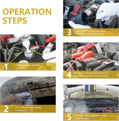 كاشف تسرب ماكينة دخان السيارات من سولاري، جهاز اختبار تسرب أنابيب السيارة ثنائي الوضع 12 فولت مع مقياس الضغط ومقياس تدفق قابل للتعديل لجميع السيارات in Kuwait