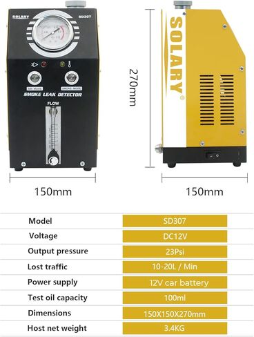 كاشف تسرب ماكينة دخان السيارات من سولاري، جهاز اختبار تسرب أنابيب السيارة ثنائي الوضع 12 فولت مع مقياس الضغط ومقياس تدفق قابل للتعديل لجميع السيارات in Kuwait