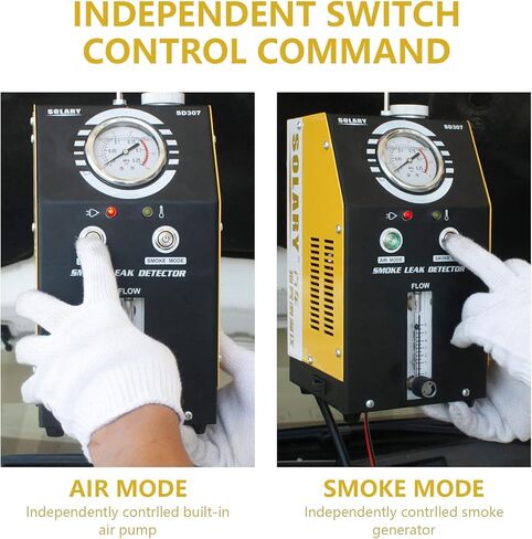كاشف تسرب ماكينة دخان السيارات من سولاري، جهاز اختبار تسرب أنابيب السيارة ثنائي الوضع 12 فولت مع مقياس الضغط ومقياس تدفق قابل للتعديل لجميع السيارات in Kuwait