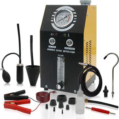 كاشف تسرب ماكينة دخان السيارات من سولاري، جهاز اختبار تسرب أنابيب السيارة ثنائي الوضع 12 فولت مع مقياس الضغط ومقياس تدفق قابل للتعديل لجميع السيارات in Kuwait
