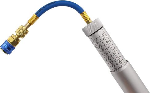 أدوات تبريد حاقن الزيت والصبغ من XtremeAmazing A/C، 2 أونصة مع R134A R410A، موصل محول قارنة التوصيل السريع R12 R22 1/4 بوصة SAE، برغي دوران يدوي قابل لإعادة الملء بمقياس SAE in Saudi Arabia