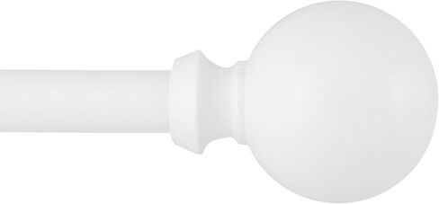 قضيب ستارة نافذة مزخرف قياسي من Kenney T71860 Newbury Ball End، طول قابل للتعديل 66-120 بوصة، لمسة نهائية بيضاء، أنبوب فولاذي بقطر 5/8 بوصة in Saudi Arabia