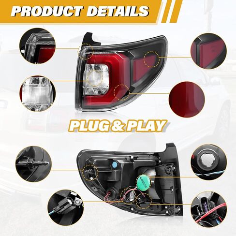 Tail Light Assembly, Compatible with GMC Acadia 2013 2014 2015 2016 | GMC Acadia Limited Base 2017, 84051376-PFM, Outer Right Passenger Side in Saudi Arabia