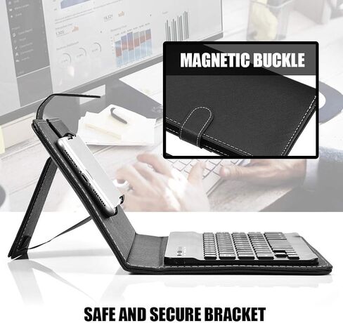 Cuifati Bluetooth Keyboard & Case,2 in 1 Stylish Folio Stand case Cover + Detachable 3.0 Bluetooth Keyboard,for 4.5"-6.8" Android, Windows and iOS Phones(Black) in Saudi Arabia
