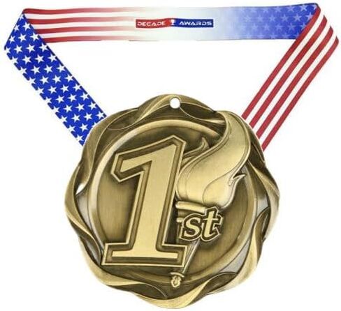 Decade Awards 1st, 2nd, 3rd Fusion Medal- Gold, Silver or Bronze | Place Medal with Stars & Stripes Ribbon - 3 Inch Wide in Saudi Arabia