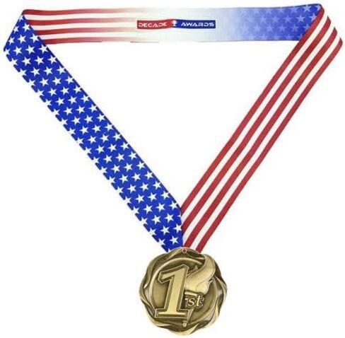 Decade Awards 1st, 2nd, 3rd Fusion Medal- Gold, Silver or Bronze | Place Medal with Stars & Stripes Ribbon - 3 Inch Wide in Saudi Arabia