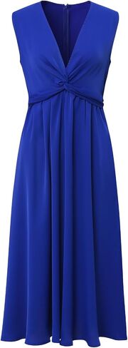 Women's Long Summer Sleeveless Deep V-Neck Ruffled Skirt Dress in Saudi Arabia