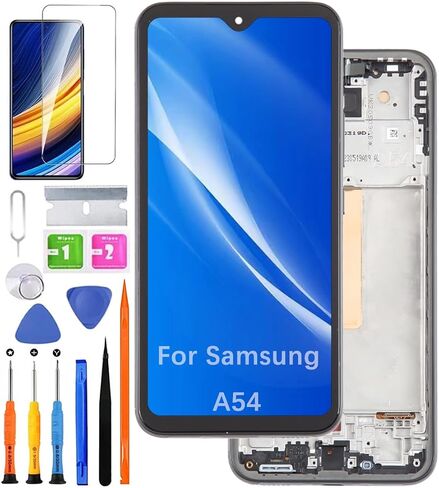 بديل شاشة Samsung A54 مع إطار (Incell) لهاتف Samsung A546V A546U A546B A546E مجموعة رقمية تعمل باللمس مع أدوات إصلاح الأجزاء (بدون بصمة الإصبع) in Saudi Arabia