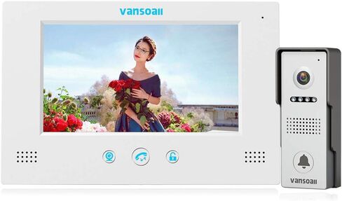 7" LCD Monitor Wired Video Intercom Doorbell System, Video Door Phone Kits with 1200TVL Camera Night Vision Support Monitoring, Unlock, Dual-Way Door Intercom for Villa Home Security Systems in Saudi Arabia