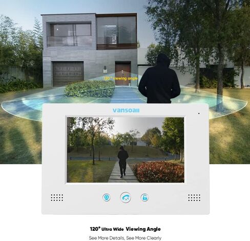 7" LCD Monitor Wired Video Intercom Doorbell System, Video Door Phone Kits with 1200TVL Camera Night Vision Support Monitoring, Unlock, Dual-Way Door Intercom for Villa Home Security Systems in Saudi Arabia