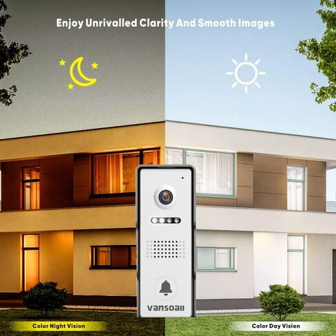 7" LCD Monitor Wired Video Intercom Doorbell System, Video Door Phone Kits with 1200TVL Camera Night Vision Support Monitoring, Unlock, Dual-Way Door Intercom for Villa Home Security Systems in Saudi Arabia