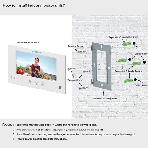 7" LCD Monitor Wired Video Intercom Doorbell System, Video Door Phone Kits with 1200TVL Camera Night Vision Support Monitoring, Unlock, Dual-Way Door Intercom for Villa Home Security Systems in Saudi Arabia