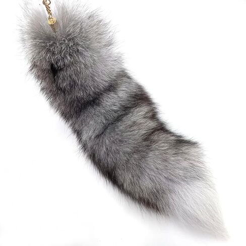 Therian Fluffy foxfur tail keychain fox tail backpack tassel bag handbag accessories hook pendant Cosplay toy photo in Saudi Arabia