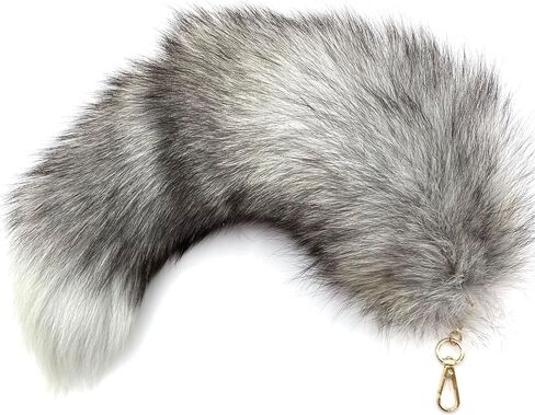 Therian Fluffy foxfur tail keychain fox tail backpack tassel bag handbag accessories hook pendant Cosplay toy photo in Saudi Arabia