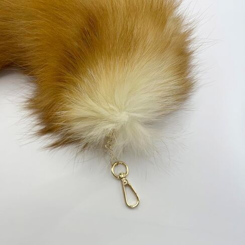 Therian Fluffy foxfur tail keychain fox tail backpack tassel bag handbag accessories hook pendant Cosplay toy photo in Saudi Arabia