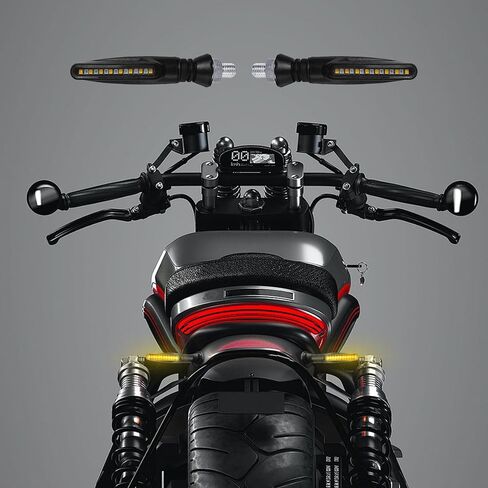 2PCS Motorcycle Turning Indicators Flowing Turn Signal Lights, LED Motorcycle Brake Lights, 12V Daytime Running Lights for Motorbike Scooter Quad Cruiser Off Road, White/Red/Amber in Saudi Arabia