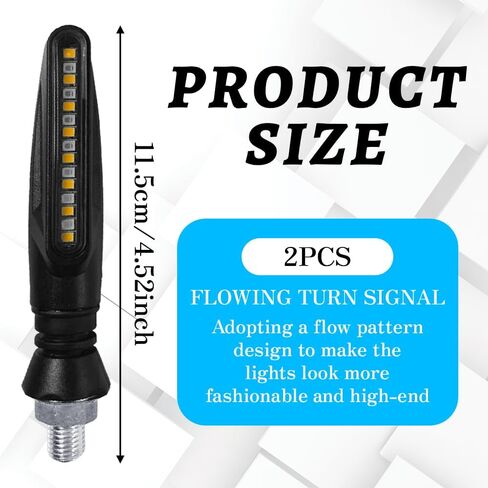 2PCS Motorcycle Turning Indicators Flowing Turn Signal Lights, LED Motorcycle Brake Lights, 12V Daytime Running Lights for Motorbike Scooter Quad Cruiser Off Road, White/Red/Amber in Saudi Arabia