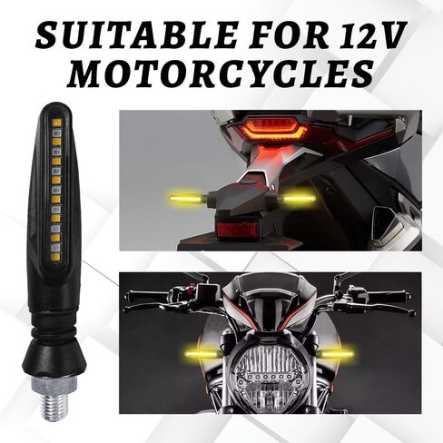 2PCS Motorcycle Turning Indicators Flowing Turn Signal Lights, LED Motorcycle Brake Lights, 12V Daytime Running Lights for Motorbike Scooter Quad Cruiser Off Road, White/Red/Amber in Saudi Arabia