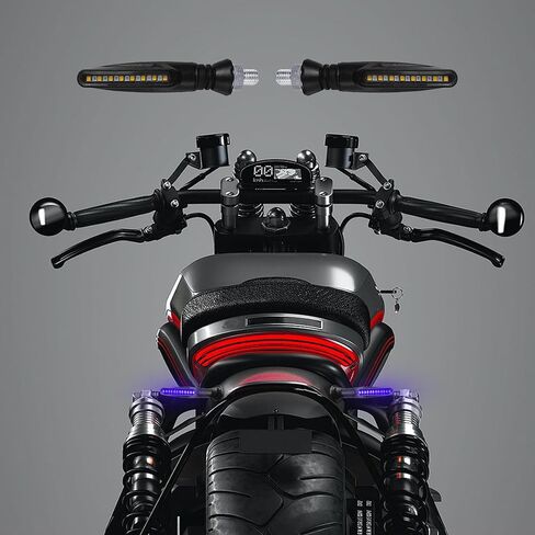 2PCS Motorcycle Turning Indicators Flowing Turn Signal Lights, LED Motorcycle Brake Lights, 12V Daytime Running Lights for Motorbike Scooter Quad Cruiser Off Road, White/Red/Amber in Saudi Arabia
